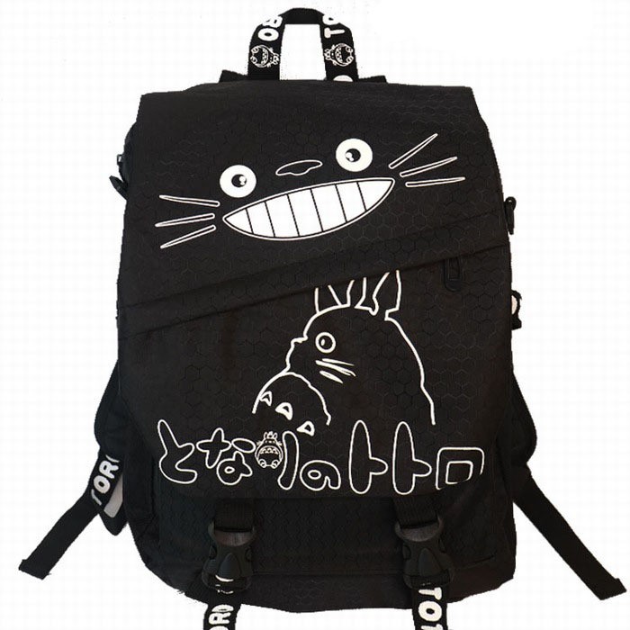 Totoro Cute Black Canvas Adult Backpack